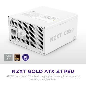 Imagen 2 de NZXT C850 Gold ATX 3.1 - Fuente de Alimentación Totalmente Modular - 850 Vatios - 80 Plus Gold - Conector 12V-2x6 - Color Negro