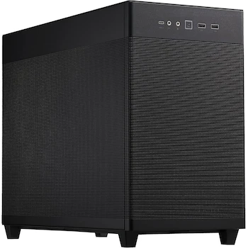 Imagen de referencia para Gabinete ASUS Prime AP201 Negro, MicroATX, compatible con placas madre Micro-ATX y Mini-ITX, soporte para disipadores 360 mm, tarjetas gráficas de hasta 338 mm de largo, PSU ATX estándar, volumen 33 litros, dimensiones 205 x 350 x 460 mm