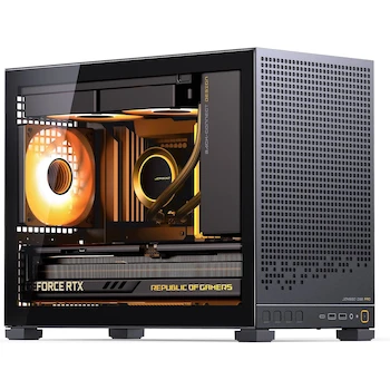 Imagen de referencia para JONSBO D32 PRO Micro-ATX Funda de PC Negra, mini funda de computadora, modo A/B para MB, compatible con MATX Back-Connect/BTF MB, 365 mm GPU/240AIO/163 mm, enfriador de aire, dimensiones 396x207x314mm, material acero/aluminio/vidrio templado