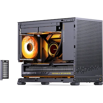 Imagen 3 de JONSBO D32 PRO Micro-ATX Funda de PC Negra, mini funda de computadora, modo A/B para MB, compatible con MATX Back-Connect/BTF MB, 365 mm GPU/240AIO/163 mm, enfriador de aire, dimensiones 396x207x314mm, material acero/aluminio/vidrio templado