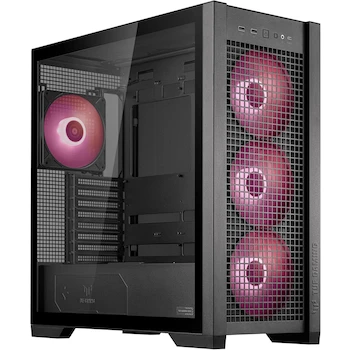 Imagen de referencia para ASUS TUF Gaming GT302 ARGB Gabinete Mid-Tower ATX Negro con Cuatro Ventiladores ARGB de 140x28mm, Panel Lateral Intercambiable Vidrio Templado/Malla, Panel Superior Desmontable