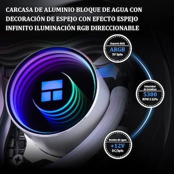 Imagen 4 de Thermalright Frozen Notte 360 WHITE ARGB V2 Refrigerador de Agua para CPU, con Radiador de 360mm y 3 Ventiladores de 120mm