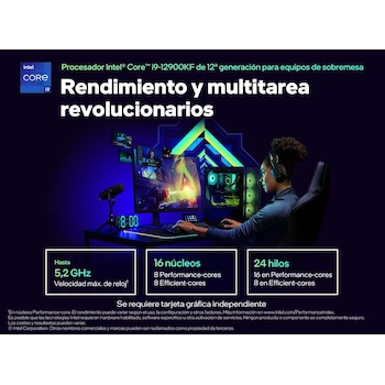 Imagen 5 de Intel Core i9-12900KF Procesador de Escritorio, 12ª Generación, 16 (8+8) Núcleos, 3.2 GHz, 30 MB Caché, Zócalo LGA 1700, En Caja Sin Ventilador