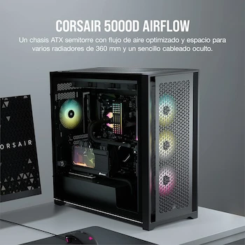Imagen 2 de Corsair 5000D Airflow Tempered Glass Mid-Tower ATX Case - Black