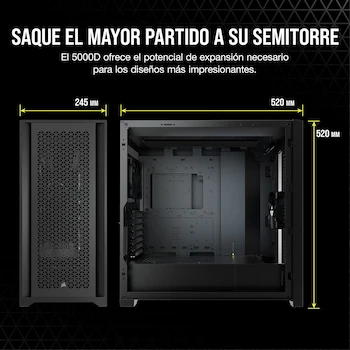 Imagen 3 de Corsair 5000D Airflow Tempered Glass Mid-Tower ATX Case - Black