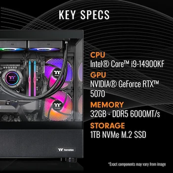 Imagen 2 de Thermaltake LCGS View i570-170 Gaming Desktop Intel Core i9-14900KF 32GB ToughRam DDR5 RGB 1TB NVMe M.2 NVIDIA GeForce RTX 5070 WiFi Windows 11 V17B-B76B-570-LCS
