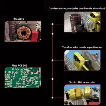 Imagen 3 de YUHOHO Fuente de Poder para PC ATX 750W 80 Plus Bronze con RGB Luz y Ventilador Silencioso Compatible con Tarjetas Gráficas de Alta Gama Estable 750W Pico 950W