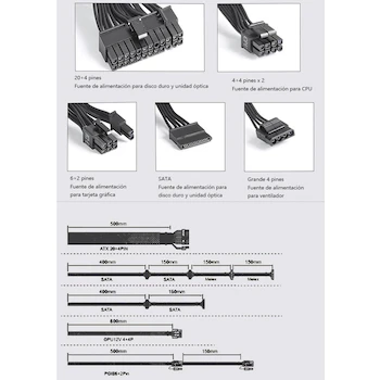 Imagen 4 de YUHOHO Fuente de Poder para PC ATX 750W 80 Plus Bronze con RGB Luz y Ventilador Silencioso Compatible con Tarjetas Gráficas de Alta Gama Estable 750W Pico 950W