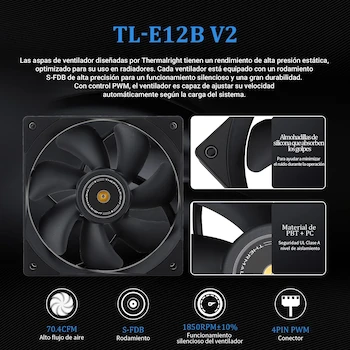 Imagen 5 de Thermalright Frozen Prism 240 Black Enfriador Líquido CPU AIO 240mm Negro con 2 Ventiladores PWM Serie TL-E12 para AMD AM4/AM5 Intel LGA 1150/1151/1155/1156/1200/1700/2011/2066