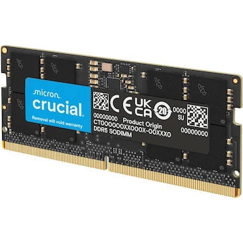Imagen alusiva al producto Crucial Memoria RAM 16GB DDR5 5600MHz SODIMM 262-Pin para Laptop Negra Modelo CT16G56C46S5