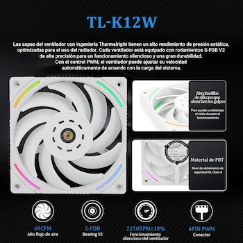 Imagen 4 de Thermalright Elite Vision 360 ARGB White AIO CPU Liquid Cooler 360mm con Pantalla IPS LCD 320x320 2.73" Magnética