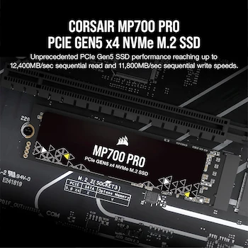 Imagen 2 de Corsair MP700 PRO 2TB SSD M.2 2280 PCIe Gen5 x4 NVMe 2.0 TLC NAND de Alta Densidad Negro