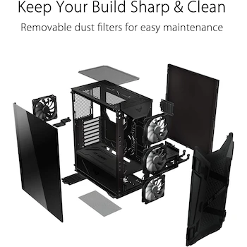 Imagen 4 de ASUS TUF Gaming GT301 Gabinete Mid-Tower ATX Negro con Panel Lateral Vidrio Templado, Panel Frontal Perforado Nido de Abeja, Ventilador ARGB 120mm Preinstalado y Soporte Radiador 360mm