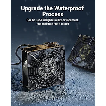 Imagen 4 de DEWENWILS 2 Pack Ventilador Axial AC 120mm 120V Impermeable 90 CFM para Refrigerador, Compresor, Computadora, Generador, Chimenea, Mesa Hockey Aire, Clóset AV - Negro