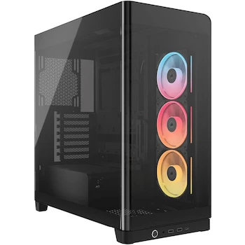 Imagen de referencia para Corsair Frame 4500X LX-R RGB Link Caja de PC Semitorre con Cristal Panorámico, Negro, Modelo CC-9011316-WW, Serie Frame, Tamaño 499x246x478mm, Capacidad Dos Radiadores 360mm, GPU hasta 460mm, Cooler CPU hasta 185mm, PSU hasta 250mm