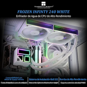 Imagen 2 de Thermalright Frozen Infinity 240 White Enfriador Líquido CPU AIO 240mm Infinity Mirror Serie Frozen Infinity