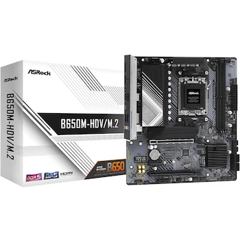Imagen de referencia para ASRock B650M-HDV/M.2 Placa Base Motherboard Micro ATX Socket AM5 AMD B650 Negra para Ryzen 9000 8000 7000 Series Procesadores