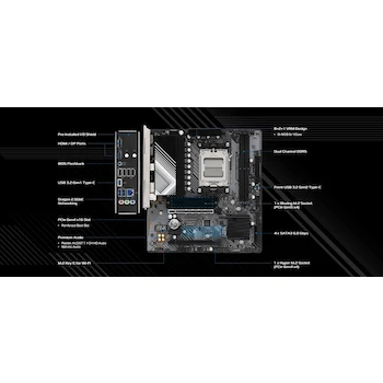 Imagen 3 de ASRock B650M-HDV/M.2 Placa Base Motherboard Micro ATX Socket AM5 AMD B650 Negra para Ryzen 9000 8000 7000 Series Procesadores