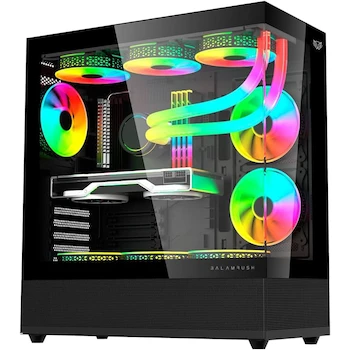 Imagen de referencia para Balam Rush Gabinete Gamer Media Torre Tank Super 9200 TB ATX 3 Fan ARGB USB-C Cristal Templado Negro BR-938723 Dimensiones 425x210x478 mm Compatible con ATX Micro-ATX Mini-ITX