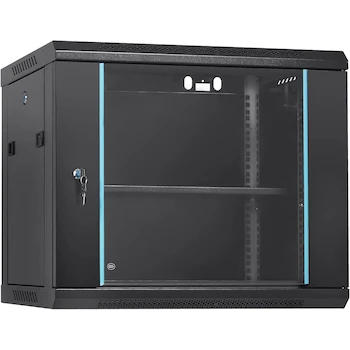 Imagen alusiva al producto VEVOR Gabinete de Servidor de Red de Montaje en Pared o Piso de 9U, Color Negro, Modelo W26409, Profundidad 15.5 Pulgadas, Dimensiones 19.7 x 17.7 x 23.6 Pulgadas (500 x 450 x 600 mm), Capacidad Máxima de Carga 200 Libras