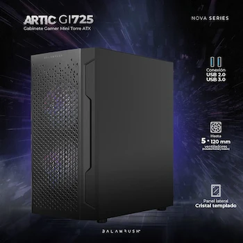 Imagen 3 de Gabinete Gamer Balam Rush Artic GI725 Mini Torre Micro ATX Mini ITX Panel Cristal Templado Metal Negro BR-936118