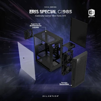 Imagen 5 de Gabinete Gamer Balam Rush Artic GI725 Mini Torre Micro ATX Mini ITX Panel Cristal Templado Metal Negro BR-936118