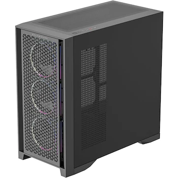 Imagen 2 de Balam Rush Gabinete Gamer Carbono Polar Twin Mate 9900 Media Torre Max MB ATX GPU 420mm USB 2.0/3.0/Tipo C 3.1 5 Ventiladores Integrados ARGB Panel Izq Cristal Templado Panel Frontal Intercambiable Malla/Cristal Negro BR-941457