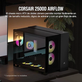 Imagen 2 de CORSAIR 2500D AIRFLOW Mid-Tower mATX Dual Chamber PC Case Negro Compatible con Placa Base de Conexión Inversa