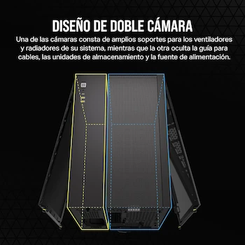 Imagen 3 de CORSAIR 2500D AIRFLOW Mid-Tower mATX Dual Chamber PC Case Negro Compatible con Placa Base de Conexión Inversa