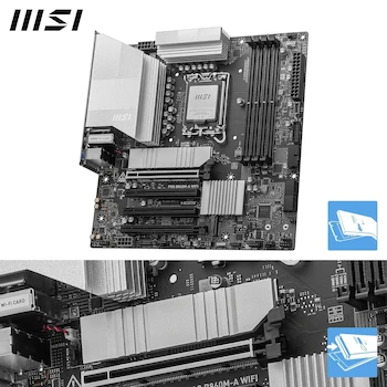 Imagen 3 de MSI PRO B860M-A WIFI Placa Base Motherboard mATX Negra - Soporta Intel Core Ultra Serie 2, LGA 1851, DDR5, PCIe 5.0, Wi-Fi 7, 5G LAN