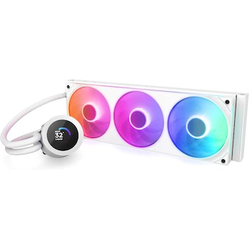 Imagen 3 de NZXT Kraken Plus 360 RGB Blanco - Enfriador líquido de CPU AIO - Radiador de 360 mm (401 x 120 x 27 mm) - Ventilador de fotograma único de núcleo RGB F360 - LCD cuadrado de 1,54" - AMD® AM5, AM4 - Intel® LGA 1851, 1700, 1200, 115X - Modelo RL-KR360-W2
