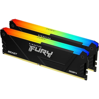 Imagen de referencia para Kingston Fury Beast Black RGB DDR4, Memoria Gamer para PC, Capacidad: 16GB Kit (2x8GB), Factor de Forma: DIMM 288-Pin, Color: Negro/RGB, Modelo: KF436C17BB2AK2/16