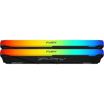 Imagen 2 de Kingston Fury Beast Black RGB DDR4, Memoria Gamer para PC, Capacidad: 16GB Kit (2x8GB), Factor de Forma: DIMM 288-Pin, Color: Negro/RGB, Modelo: KF436C17BB2AK2/16
