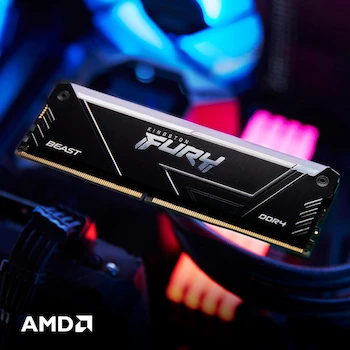 Imagen 5 de Kingston Fury Beast Black RGB DDR4, Memoria Gamer para PC, Capacidad: 16GB Kit (2x8GB), Factor de Forma: DIMM 288-Pin, Color: Negro/RGB, Modelo: KF436C17BB2AK2/16