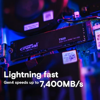 Imagen 2 de Crucial T500 4TB Negro PCIe Gen4 NVMe M.2 SSD Interno - Modelo CT4000T500SSD3 + 1 Mes Adobe Creative Cloud Todas Las Aplicaciones