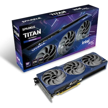 Imagen alusiva al producto SPARKLE Intel Arc B580 TITAN OC Edition 12GB GDDR6 Graphics Card Blue Breathing Light SB580T-12GOC
