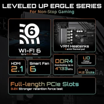Imagen 3 de Gigabyte B550 EAGLE WIFI6 ATX Motherboard AMD AM4 Socket Ryzen 5000 Series Black