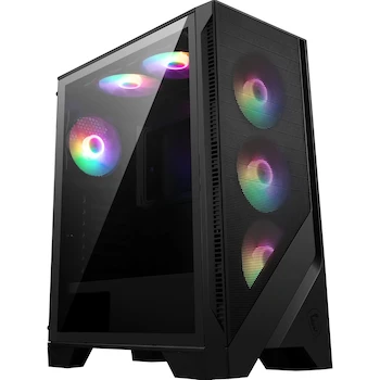 Imagen de referencia para Gabinete MSI MAG Forge 120A Airflow con Ventana de Vidrio Templado, Color Negro, Midi-Tower, ATX/Micro-ATX/Mini-ITX, USB 3.2 Gen 1, Sin Fuente, 6 Ventiladores ARGB de 120mm Instalados, Dimensiones 411.6x210x498mm