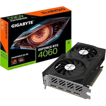 Imagen de referencia para GIGABYTE Tarjeta Gráfica GeForce RTX 4060 WINDFORCE OC 8G Negra Dual Fan 8GB GDDR6 Modelo GV-N4060WF2OC-8GD