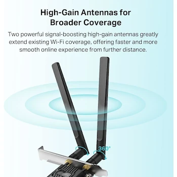 Imagen 3 de TP-Link Archer TX20E AX1800 Dual Band PCIe WiFi Card for Desktop PC, Color Black, Model Archer TX20E, Series Archer, Dimensions 120.8 x 78.5 x 20.9 mm, ASIN B0BZJQ3WNT