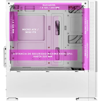 Imagen 4 de XTREME PC GAMING Gabinete Sonic Amy Comic Edition Mini Torre Micro ATX 3 Fan ARGB Mesh Cristal Templado Blanco CXTACAIWT