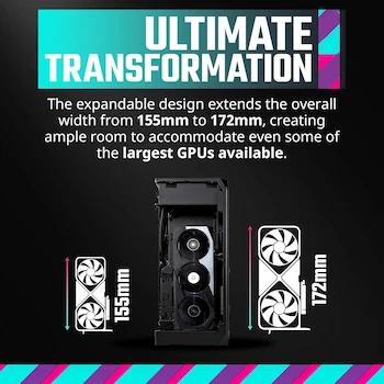 Imagen 4 de Cooler Master NCORE 100 MAX NR100-MNNN85-SL0 Bronze Anodized Aluminum Mini-ITX SFF Mini Tower Case with 120mm AIO and 850W SFX Gold ATX 3.0 PSU, Vertical GPU Mount, 4 GPU Slots, PCIe 4.0 Riser, USB Type C, Dimensions 155-172 x 212 x 481 mm, 15.7L