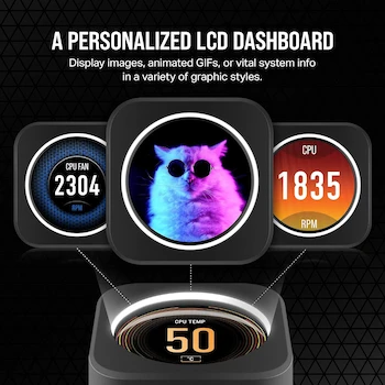 Imagen 3 de Corsair iCUE H150i Elite LCD XT Refrigerador Líquido para CPU - Pantalla IPS LCD - Tres Ventiladores AF120 RGB Elite - Radiador de 360 mm - Compatible con Intel LGA 1700, 1200, 115X, 2066, AMD AM5, AM4 - Color Negro - Modelo CW-9060075-WW