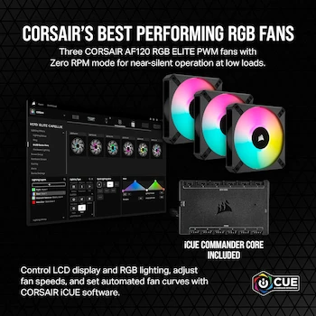 Imagen 4 de Corsair iCUE H150i Elite LCD XT Refrigerador Líquido para CPU - Pantalla IPS LCD - Tres Ventiladores AF120 RGB Elite - Radiador de 360 mm - Compatible con Intel LGA 1700, 1200, 115X, 2066, AMD AM5, AM4 - Color Negro - Modelo CW-9060075-WW