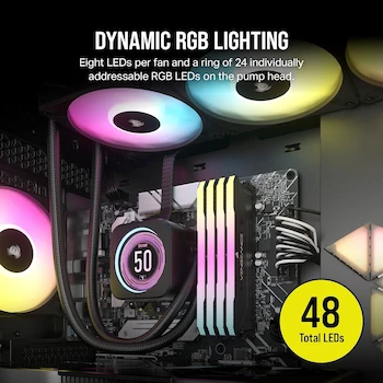 Imagen 5 de Corsair iCUE H150i Elite LCD XT Refrigerador Líquido para CPU - Pantalla IPS LCD - Tres Ventiladores AF120 RGB Elite - Radiador de 360 mm - Compatible con Intel LGA 1700, 1200, 115X, 2066, AMD AM5, AM4 - Color Negro - Modelo CW-9060075-WW