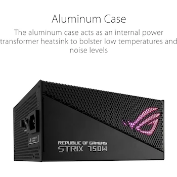 Imagen 2 de Fuente de alimentación ASUS ROG Strix Gold Aura Edition 750W, Modelo ROG-STRIX-750G-AURA-GAMING, Color Negro, Serie ROG Strix, Tamaño 180x150x86 mm