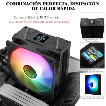 Imagen 3 de Thermalright Assassin Spirit 120 Vision ARGB Enfriador de CPU Negro con Pantalla de Visualización de 1.54 Pulgadas y Resolución 240x240 para Sockets AM4/AM5/LGA1851/115X