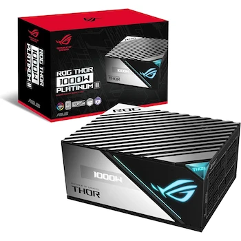 Imagen de referencia para ASUS ROG Thor 1000W Platinum II Fuente de Poder Gaming Plata/Negro 1000 Watts Modelo ROG-THOR-1000P2-GAMING Serie ROG Thor II Totalmente Modular ATX