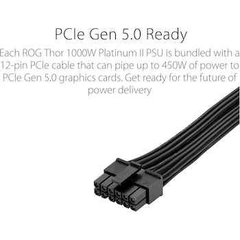 Imagen 5 de ASUS ROG Thor 1000W Platinum II Fuente de Poder Gaming Plata/Negro 1000 Watts Modelo ROG-THOR-1000P2-GAMING Serie ROG Thor II Totalmente Modular ATX