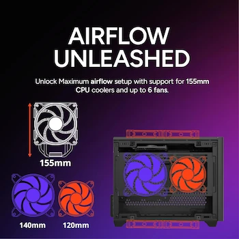 Imagen 5 de Cooler Master MasterBox NR200 SFF - Caja Mini-ITX, Color Negro, Modelo MCB-NR200-KNNN-S00, Dimensiones 376 x 185 x 292 mm, Volumen 18.25 L